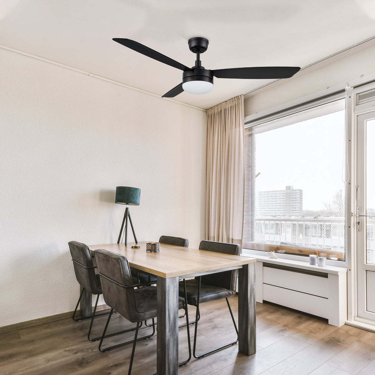 VARA 52 inch 3-Blade Ceiling Fan with LED Light & Remote