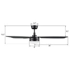 VARA 52 inch 3-Blade Ceiling Fan with LED Light & Remote