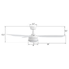 VARA 52 inch 3-Blade Ceiling Fan with LED Light & Remote