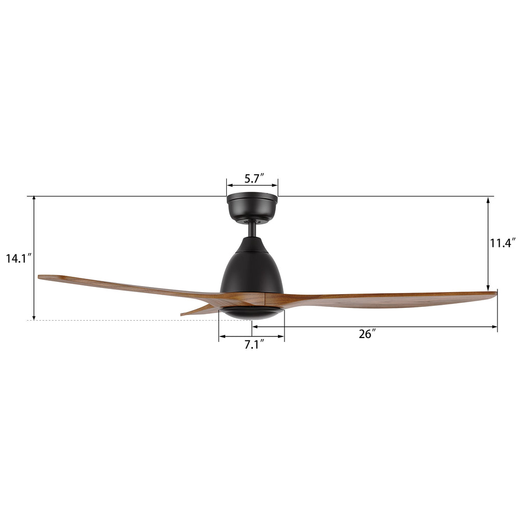 PHOENIX 52 inch 3-Blade No Light Ceiling Fan with Remote