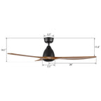 PHOENIX 52 inch 3-Blade No Light Ceiling Fan with Remote