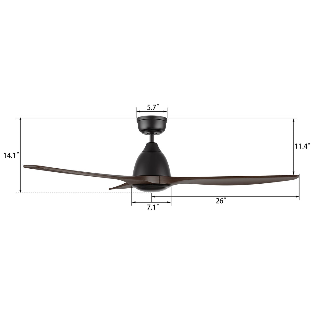 PHOENIX 52 inch 3-Blade No Light Ceiling Fan with Remote