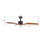 GARNETT 52 inch 3-Blade No Light Ceiling Fan with Remote