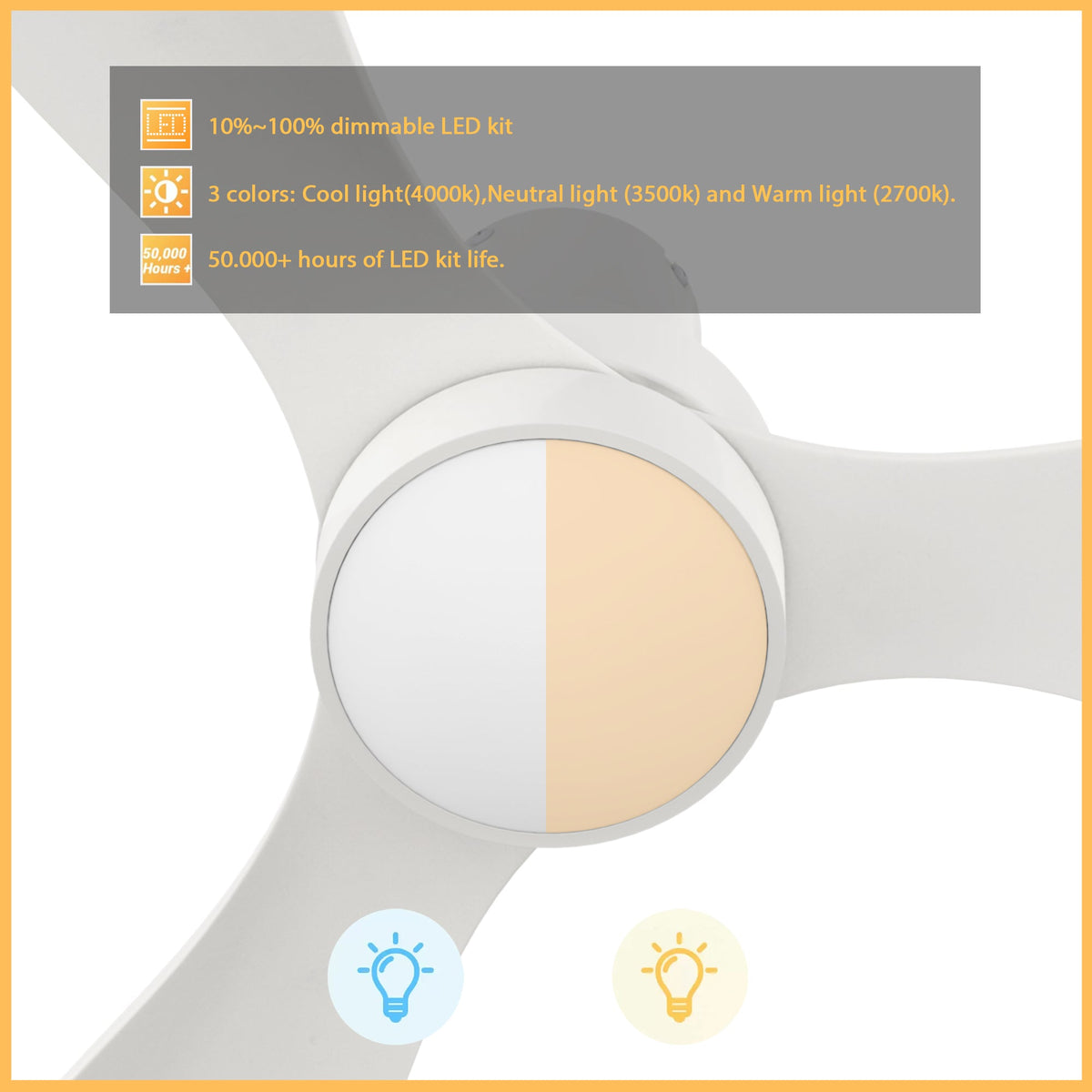 ZEPHYR 52 inch 3-Blade Ceiling Fan with LED Light & Remote