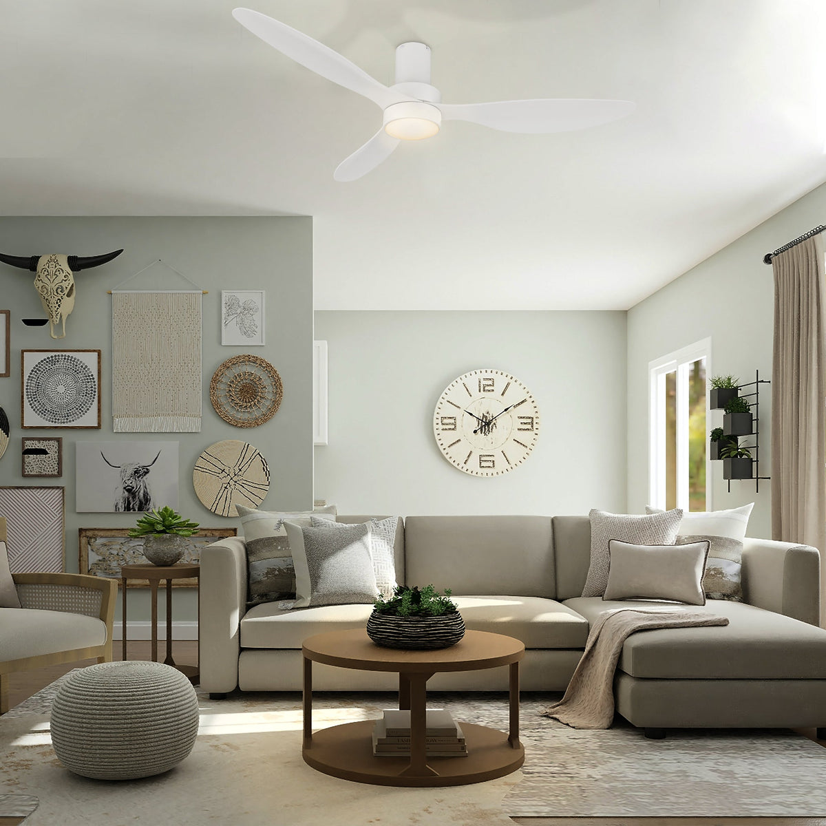 ZEPHYR 52 inch 3-Blade Ceiling Fan with LED Light & Remote