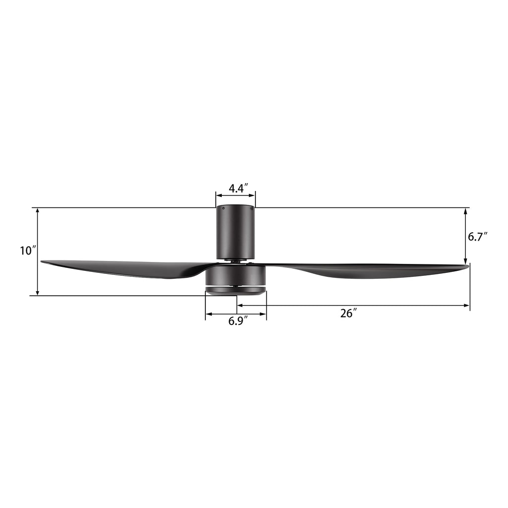 ISOLA 52 inch 3-Blade No Light Ceiling Fan with Remote