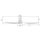 ISOLA 52 inch 3-Blade No Light Ceiling Fan with Remote