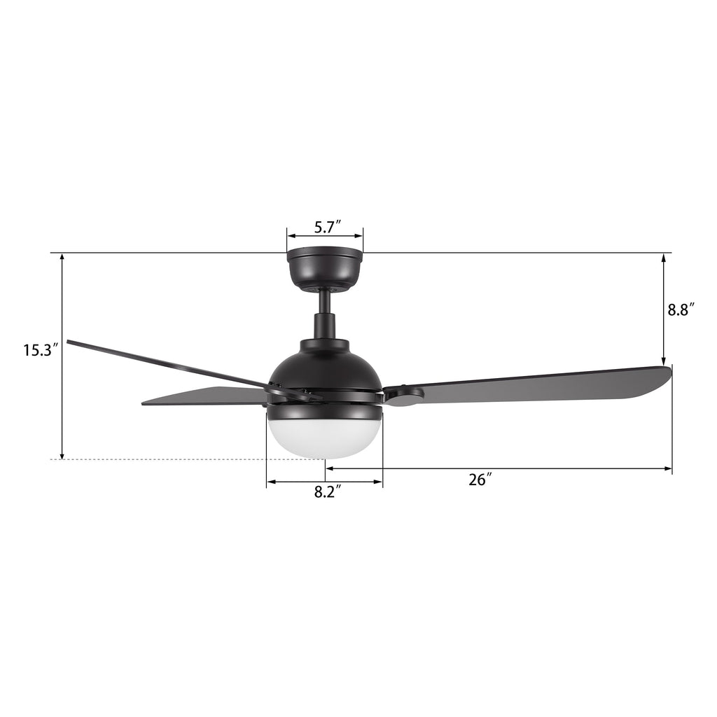 ZELDA 52 inch 3-Blade Ceiling Fan with LED Light & Remote