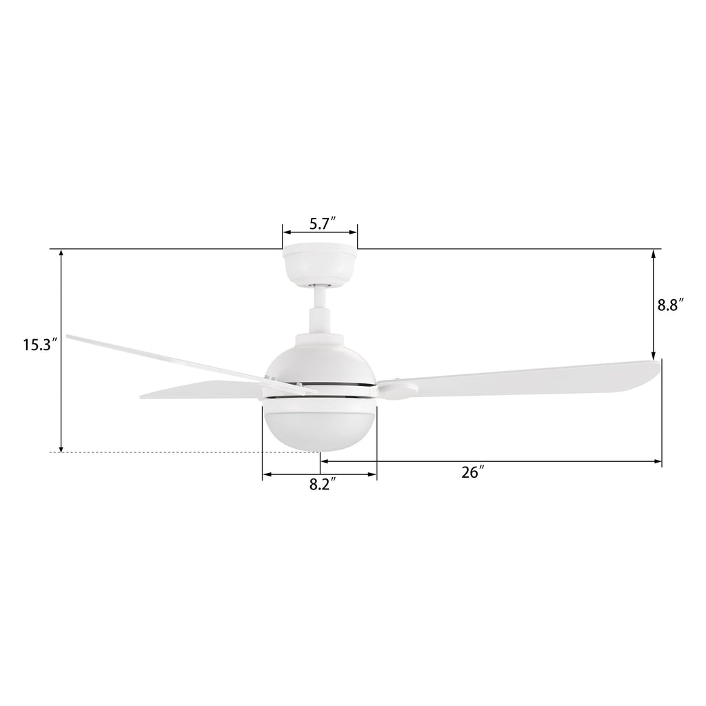 ZELDA 52 inch 3-Blade Ceiling Fan with LED Light & Remote