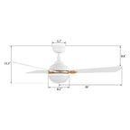 ZELDA 52 inch 3-Blade Ceiling Fan with LED Light & Remote