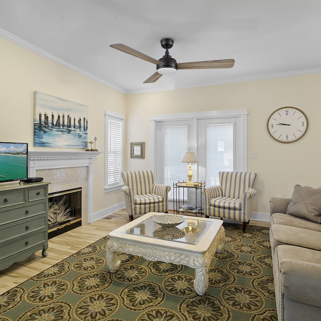 TRYTON 52 inch 3-Blade Ceiling Fan with LED Light & Remote