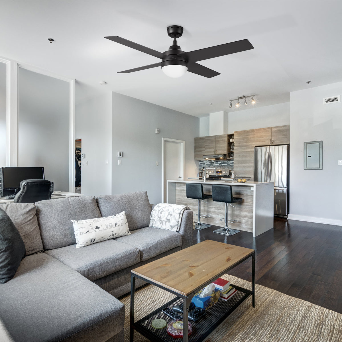 KIMBALL 52 inch 4-Blade Ceiling Fan with LED Light & Remote