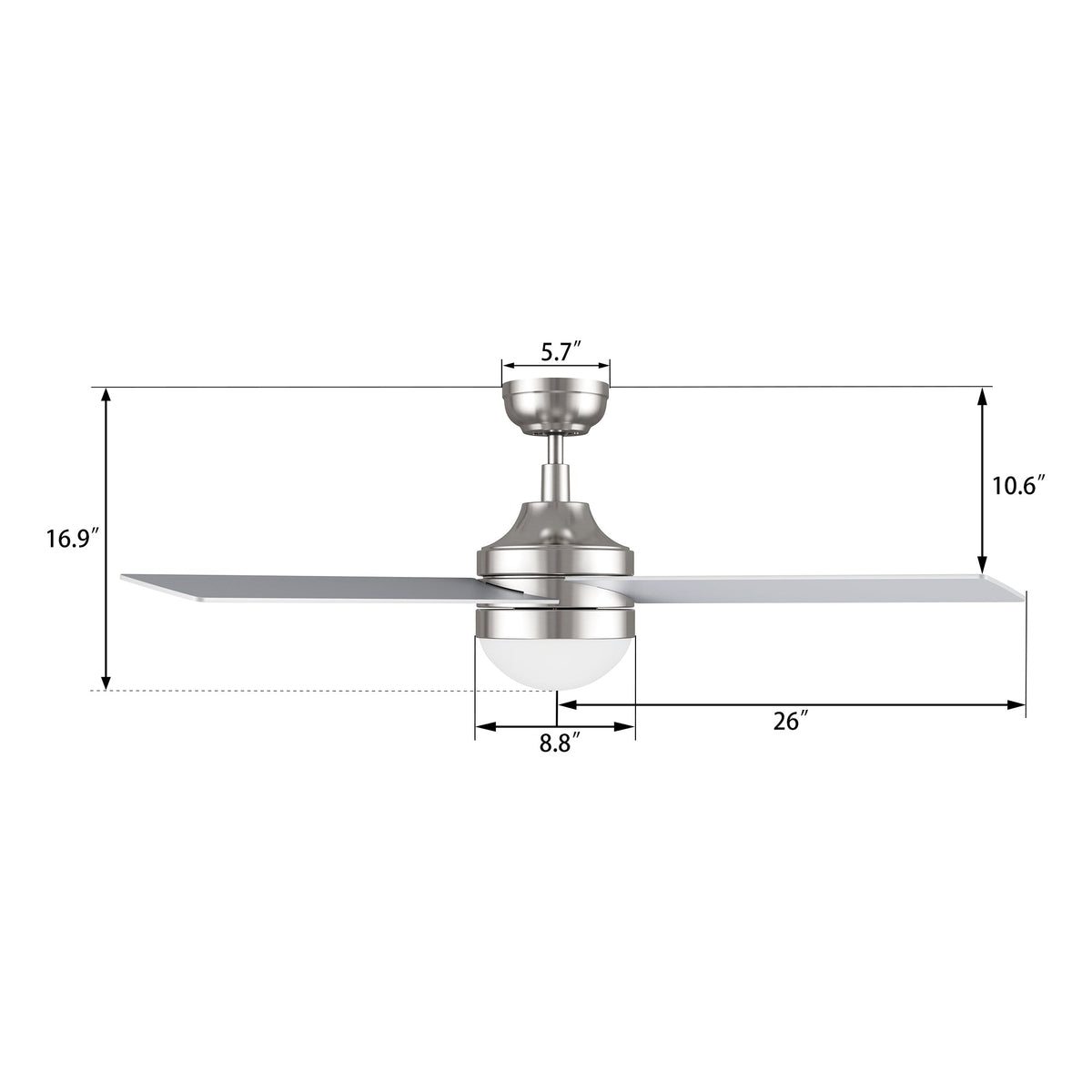 KIMBALL 52 inch 4-Blade Ceiling Fan with LED Light & Remote