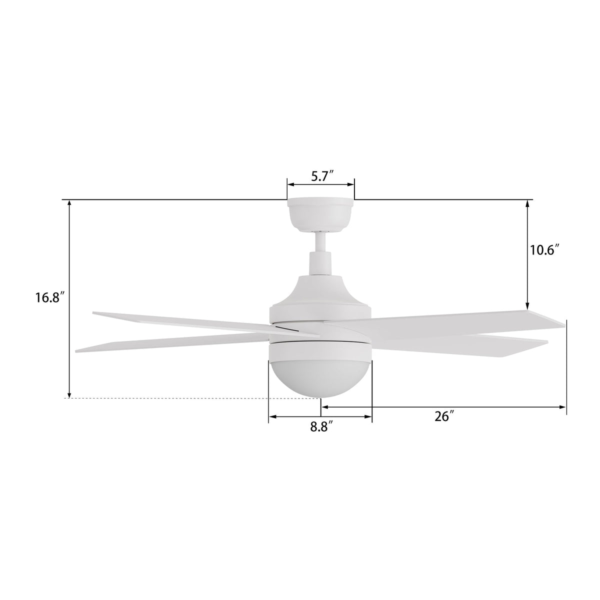 KIMBALL 52 inch 4-Blade Ceiling Fan with LED Light & Remote