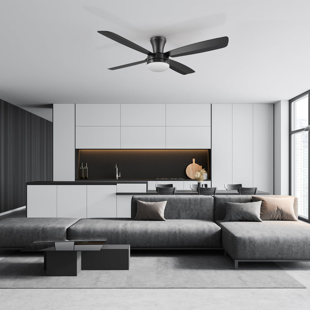 VARA 52 inch 4-Blade Flush Mount Ceiling Fan with LED light & Remote