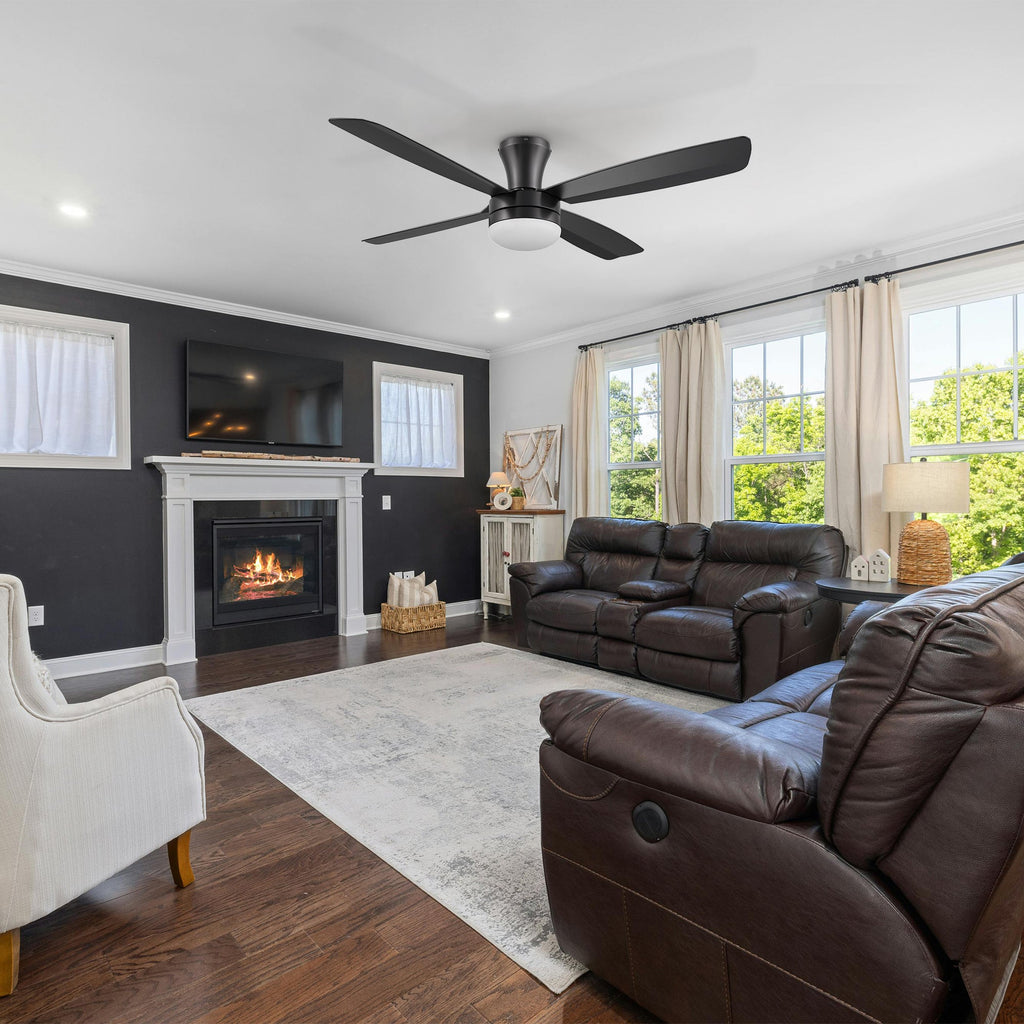 VARA 52 inch 4-Blade Flush Mount Ceiling Fan with LED light & Remote