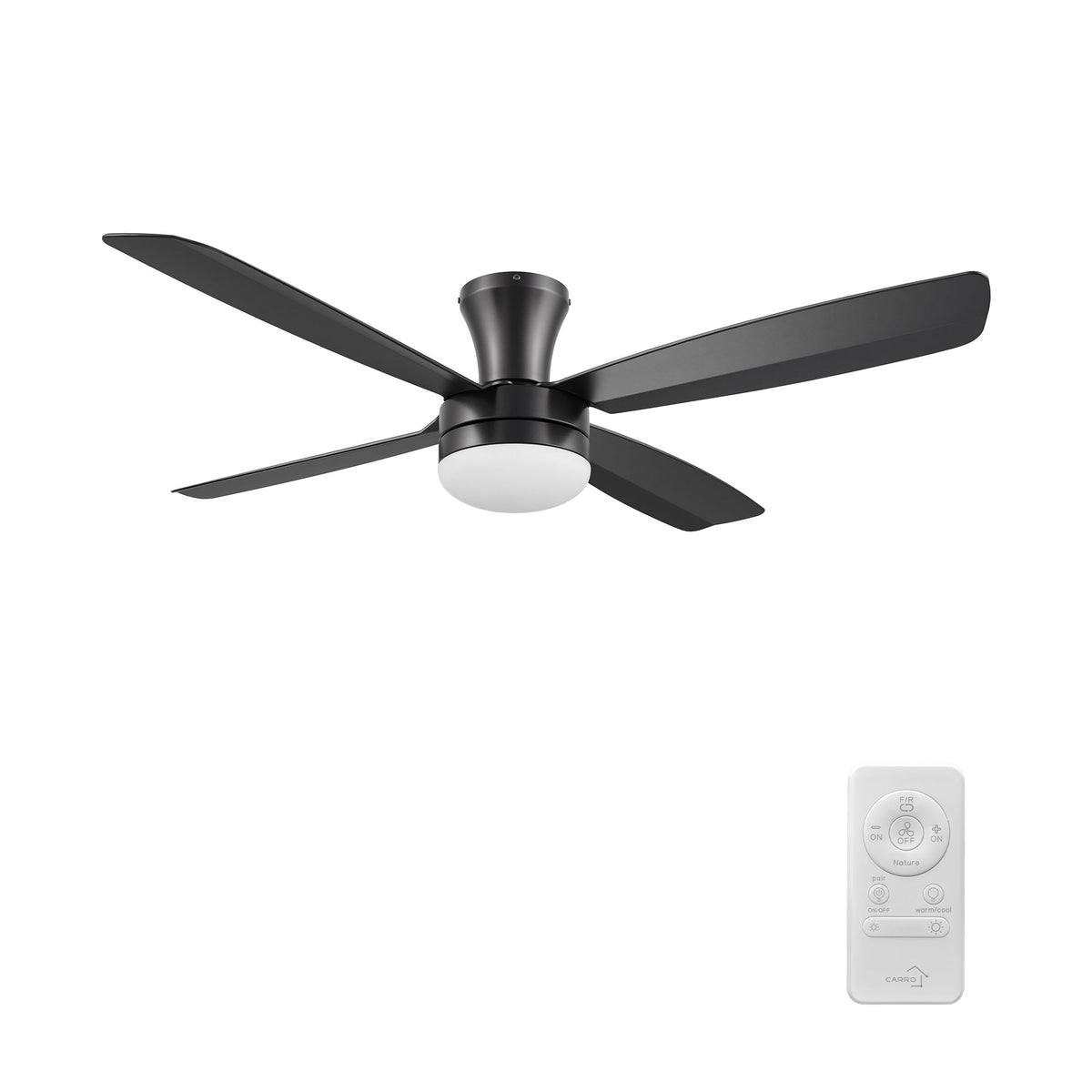 VARA 52 inch 4-Blade Flush Mount Ceiling Fan with LED light & Remote
