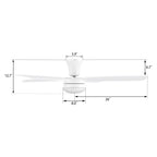 VARA 52 inch 4-Blade Flush Mount Ceiling Fan with LED light & Remote