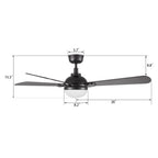 ZELDA 52 inch 4-Blade Ceiling Fan with LED Light & Remote