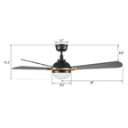 ZELDA 52 inch 4-Blade Ceiling Fan with LED Light & Remote