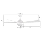 ZELDA 52 inch 4-Blade Ceiling Fan with LED Light & Remote