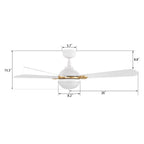 ZELDA 52 inch 4-Blade Ceiling Fan with LED Light & Remote