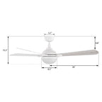 ZELDA 52 inch 4-Blade Ceiling Fan with LED Light & Remote