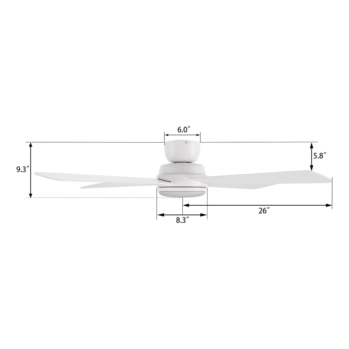 TRYTON 52 inch 4-Blade Flush Mount Ceiling Fan with LED light & Remote
