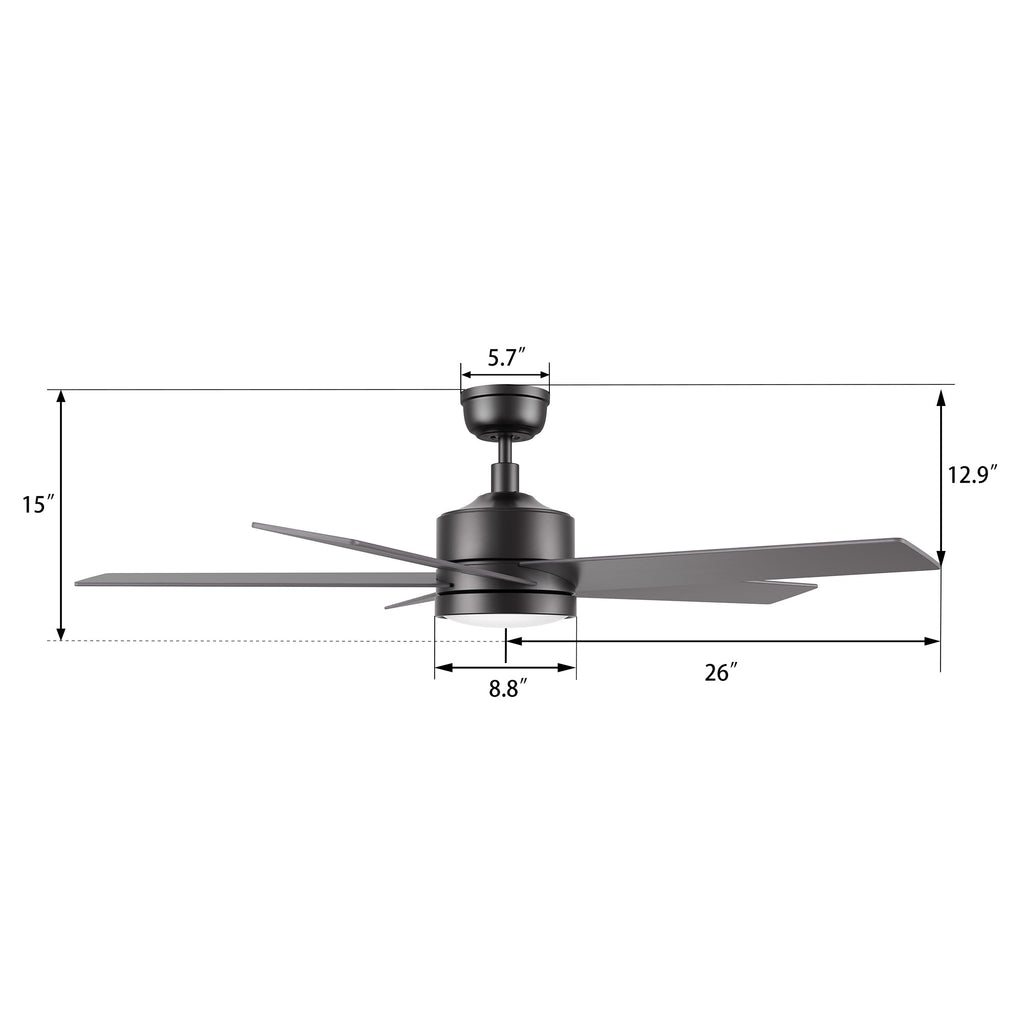 SANTANA 52 inch 5-Blade Ceiling Fan with LED Light & Remote