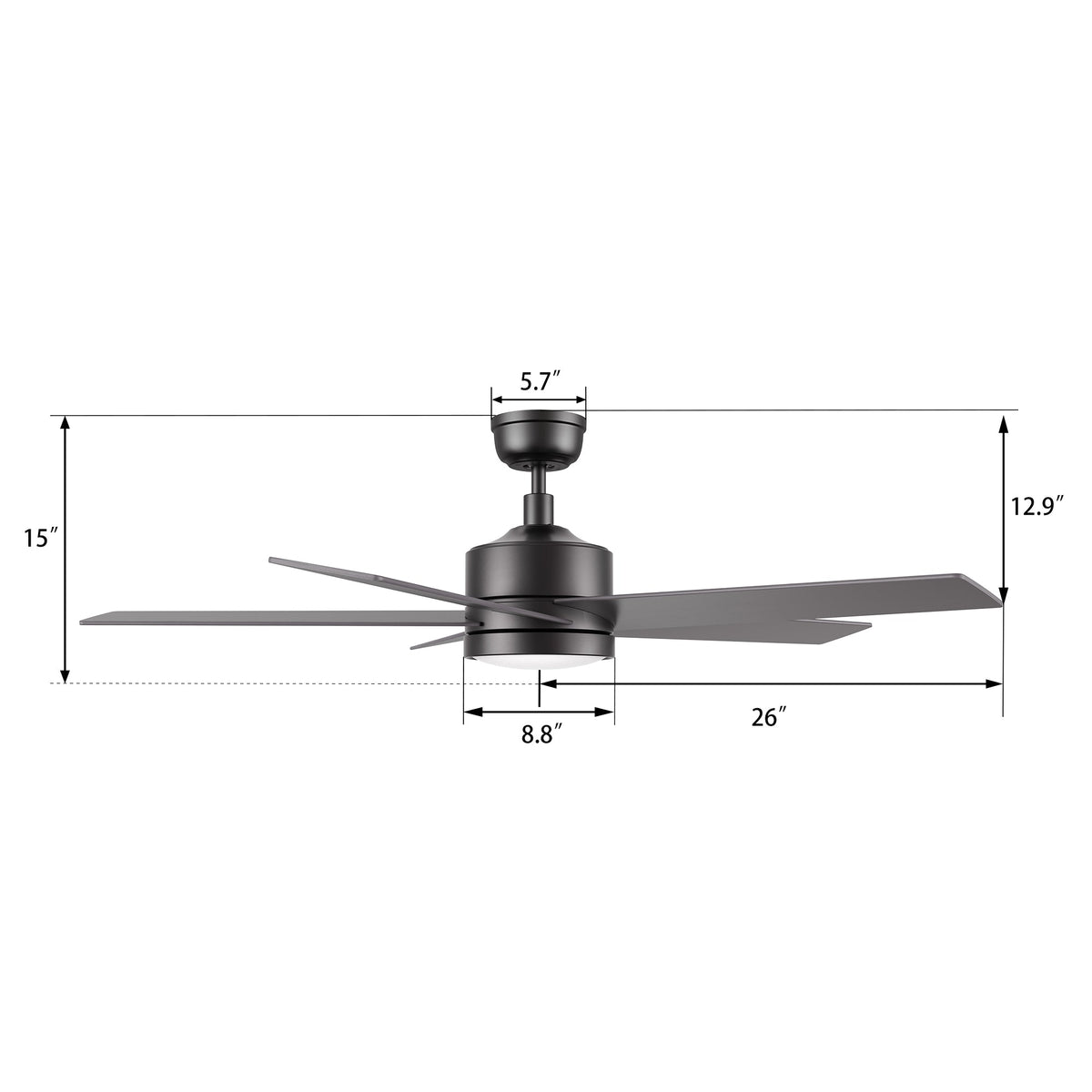 SANTANA 52 inch 5-Blade Ceiling Fan with LED Light & Remote
