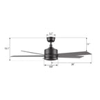 SANTANA 52 inch 5-Blade No Light Ceiling Fan with Remote