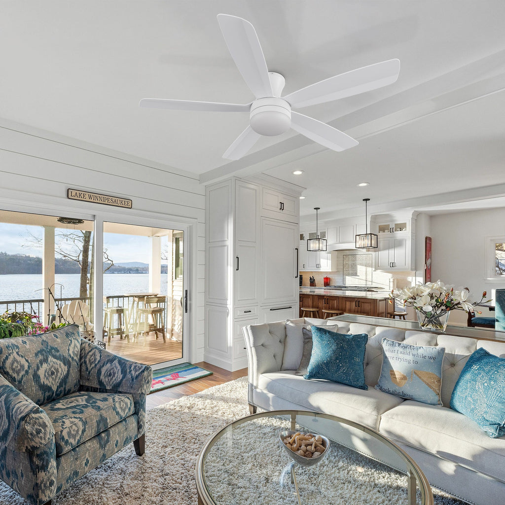 VARA 52 inch 5-Blade Flush Mount Ceiling Fan with LED light & Remote