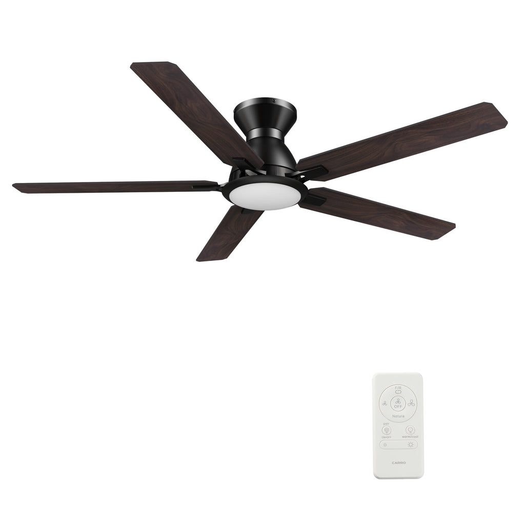 BRISTOL 52 inch 5-Blade Flush Mount Ceiling Fan with LED Light & Remote