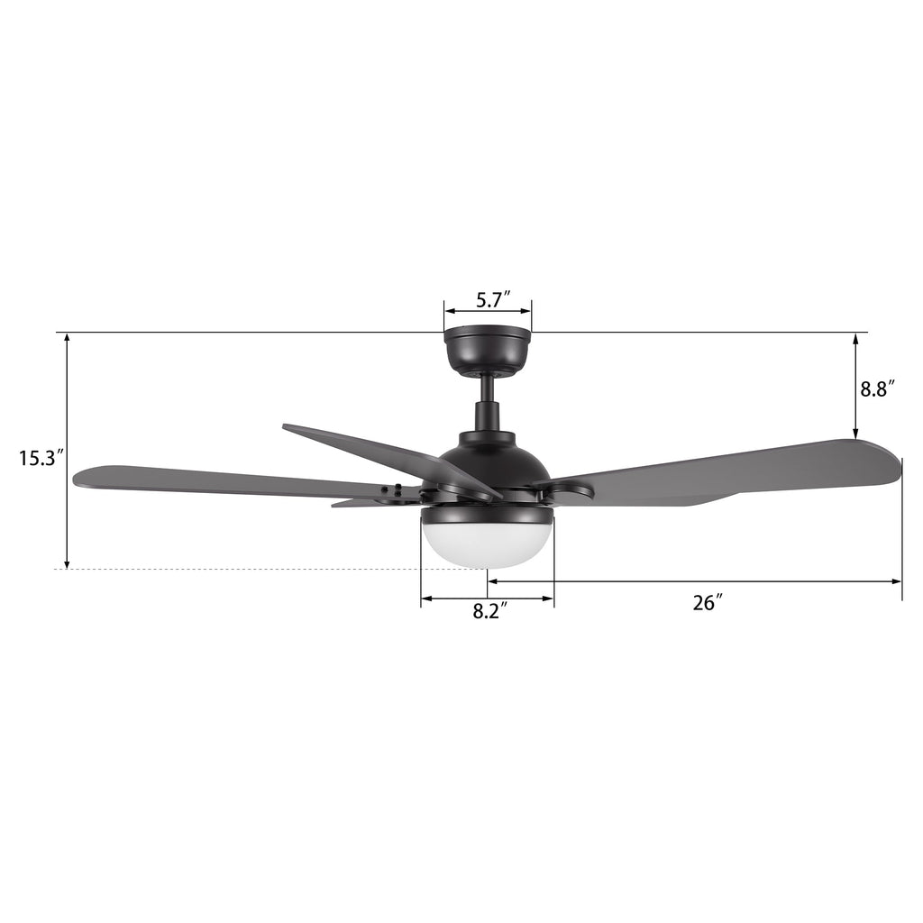 ZELDA 52 inch 5-Blade Ceiling Fan with LED Light & Remote