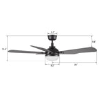 ZELDA 52 inch 5-Blade Ceiling Fan with LED Light & Remote