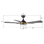 ZELDA 52 inch 5-Blade Ceiling Fan with LED Light & Remote
