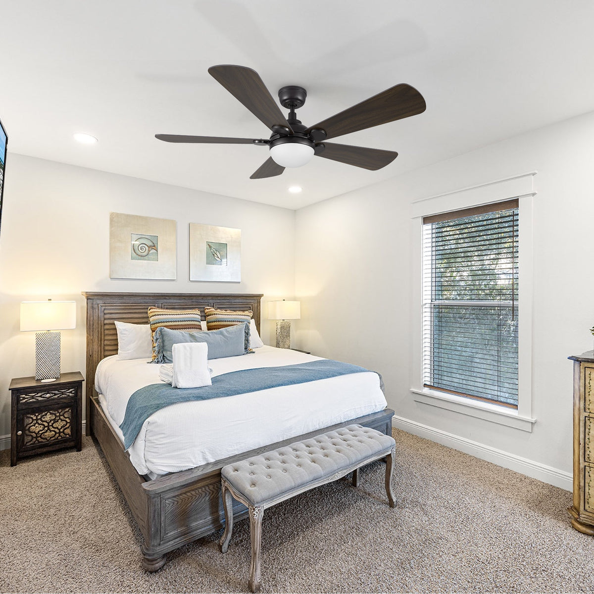 ZELDA 52 inch 5-Blade Ceiling Fan with LED Light & Remote