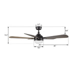 ZELDA 52 inch 5-Blade Ceiling Fan with LED Light & Remote