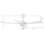 ZELDA 52 inch 5-Blade Ceiling Fan with LED Light & Remote