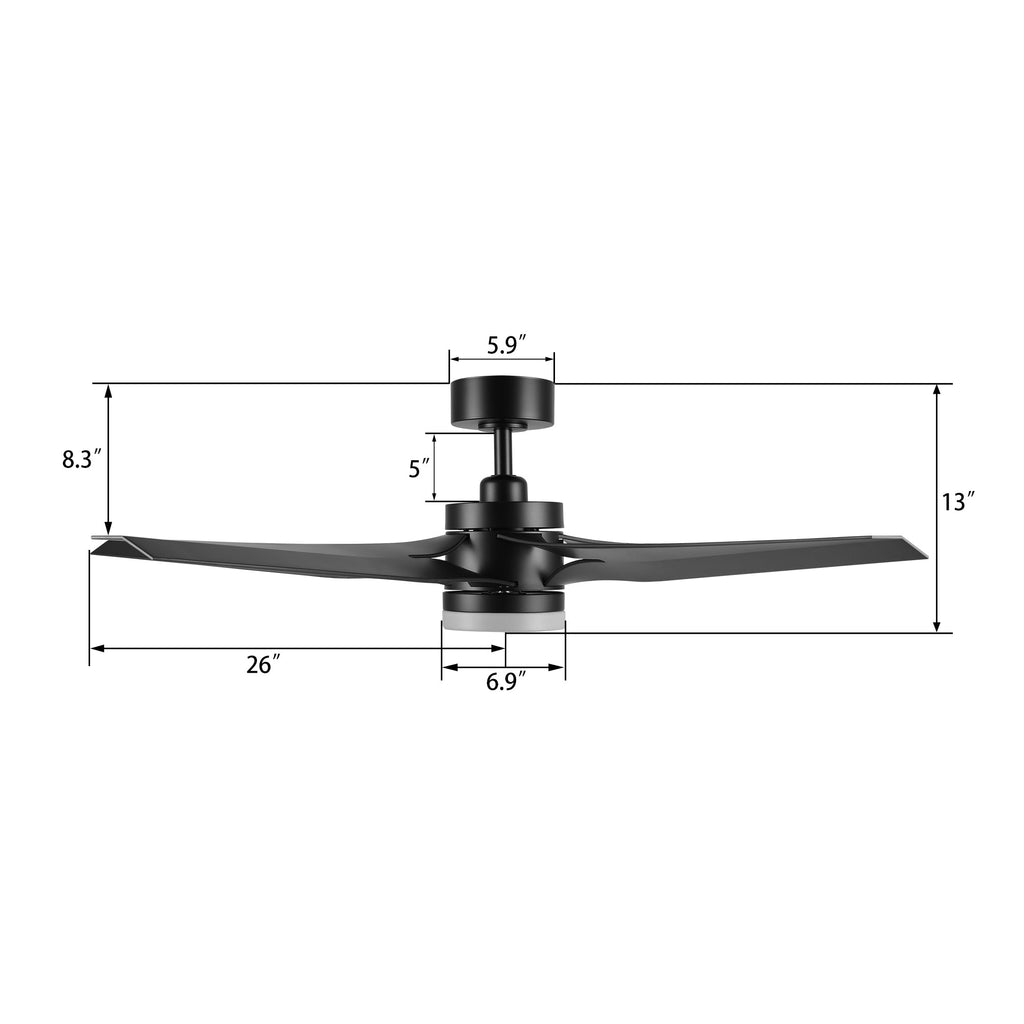 ONYX 52 inch 5-Blade Ceiling Fan with LED Light Kit & Remote