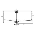 OBERON 56 inch 3-Blade No Light Ceiling Fan with Wall Control-Z1