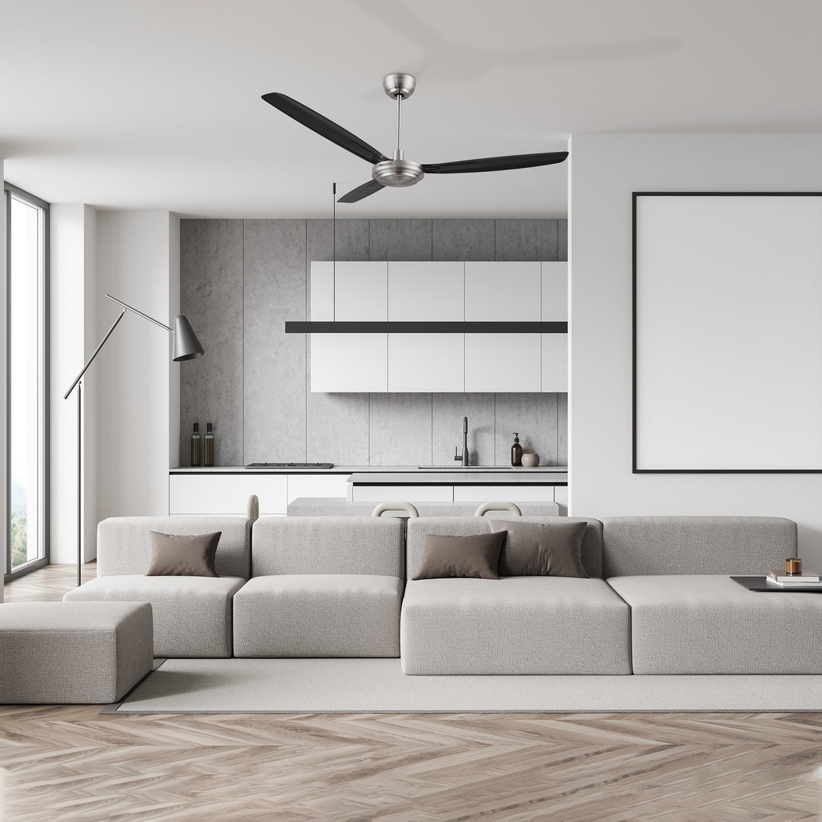 OBERON 56 inch 3-Blade No Light Ceiling Fan with Wall Control-Z1