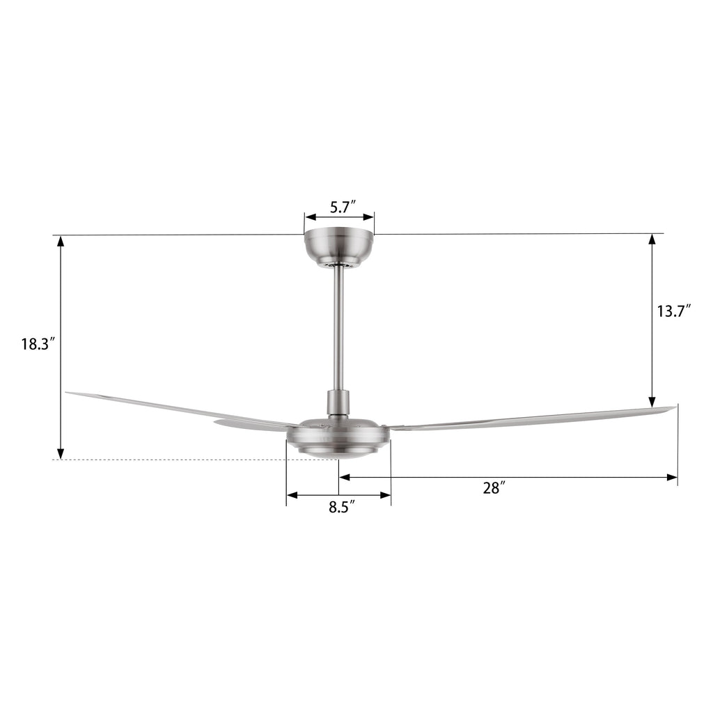OBERON 56 inch 3-Blade No Light Ceiling Fan with Wall Control-Z1
