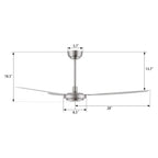 OBERON 56 inch 3-Blade No Light Ceiling Fan with Wall Control-Z1