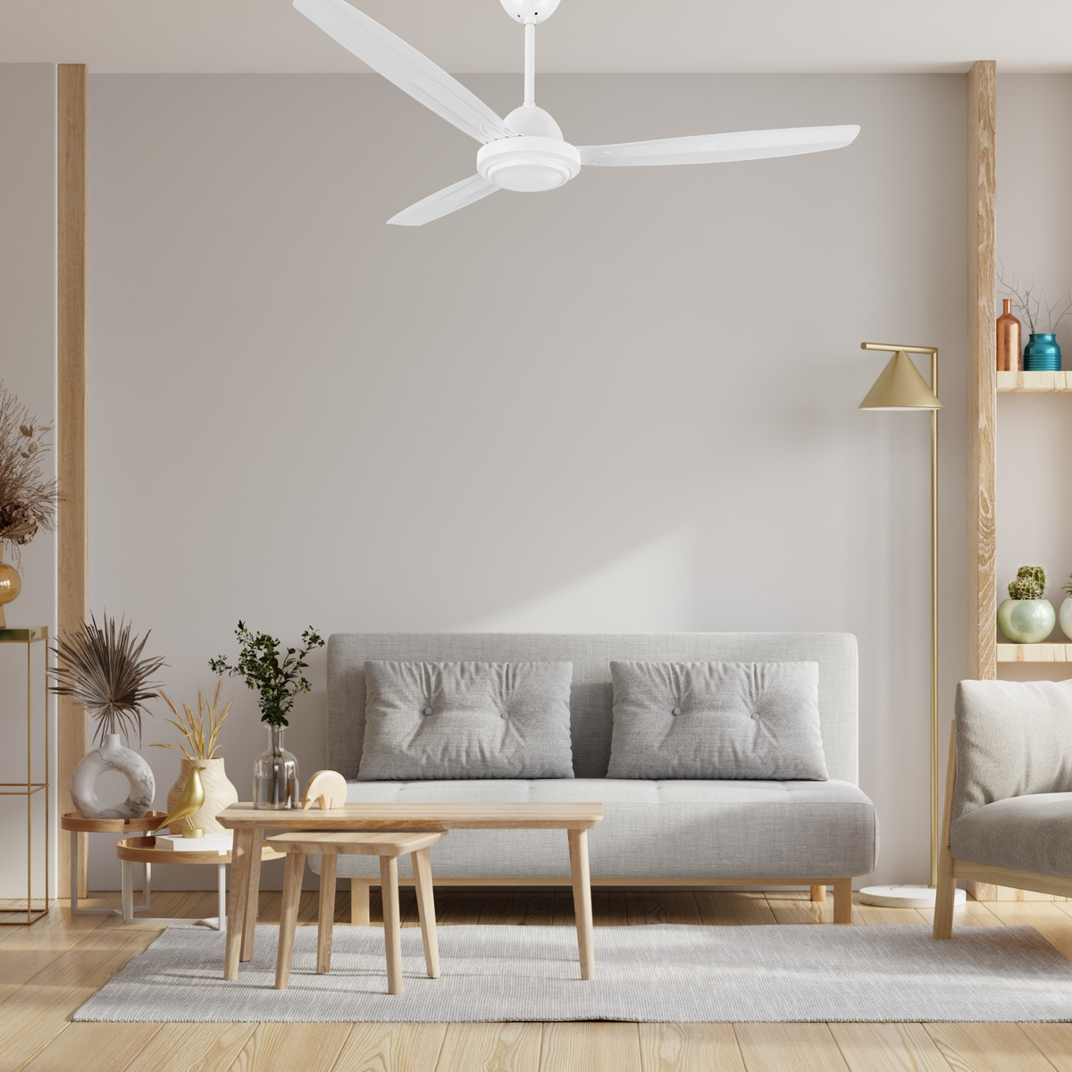 OBERON 56 inch 3-Blade No Light Ceiling Fan with Remote & Wall Control-Z1
