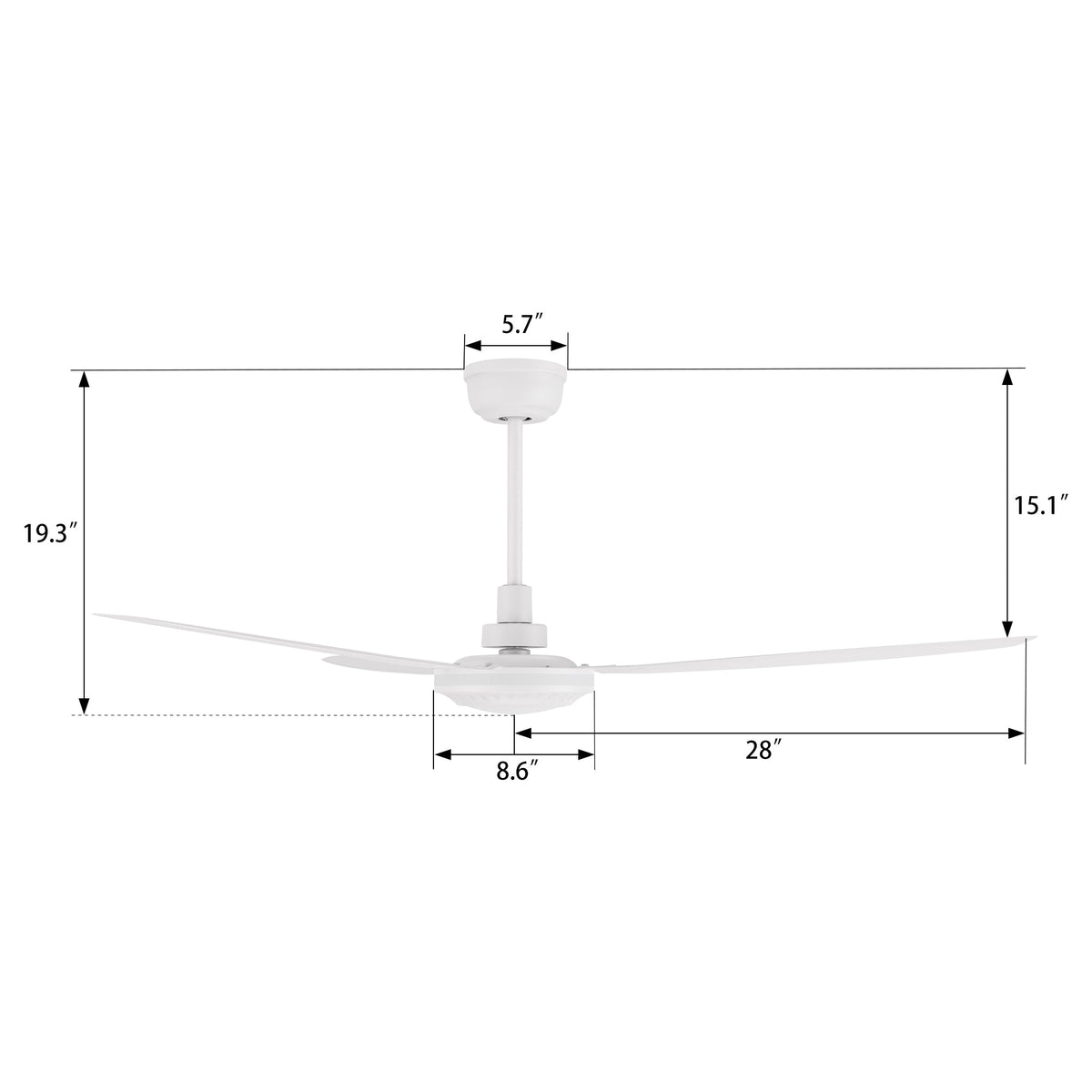 OBERON 56 inch 3-Blade No Light Ceiling Fan with Remote-Z2