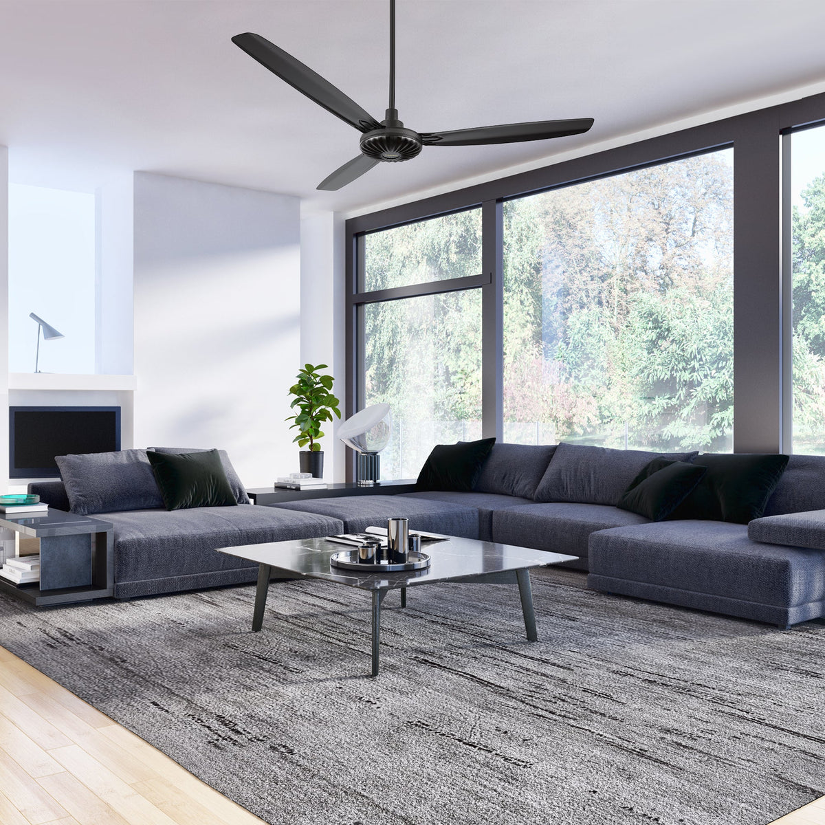 OBERON 56 inch 3-Blade No Light Ceiling Fan with Remote-Z3