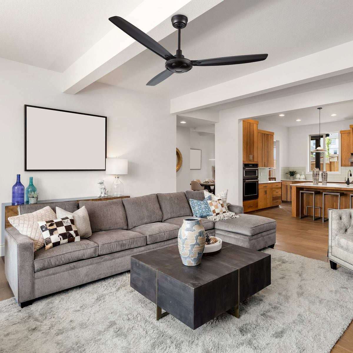 OBERON 56 inch 3-Blade No Light Ceiling Fan with Remote-Z4