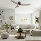 HONITON 60 inch 3-Blade Flush Mount Ceiling Fan with LED Light & Remote