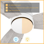 HONITON 60 inch 3-Blade Flush Mount Ceiling Fan with LED Light & Remote